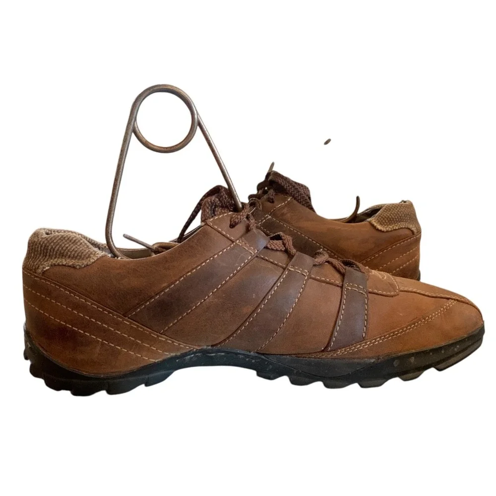 Skechers Mens Leather Lace-Up Casual Shoes Size 9 Brown